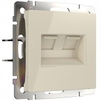 Розетка Ethernet RJ-45 двойная Глянцевая Слоновая кость